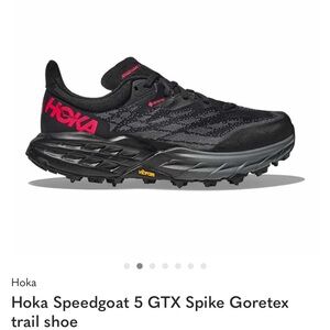 Hoka Speedgoat 5 GTX Spike Trail Shoe - Black and Pink